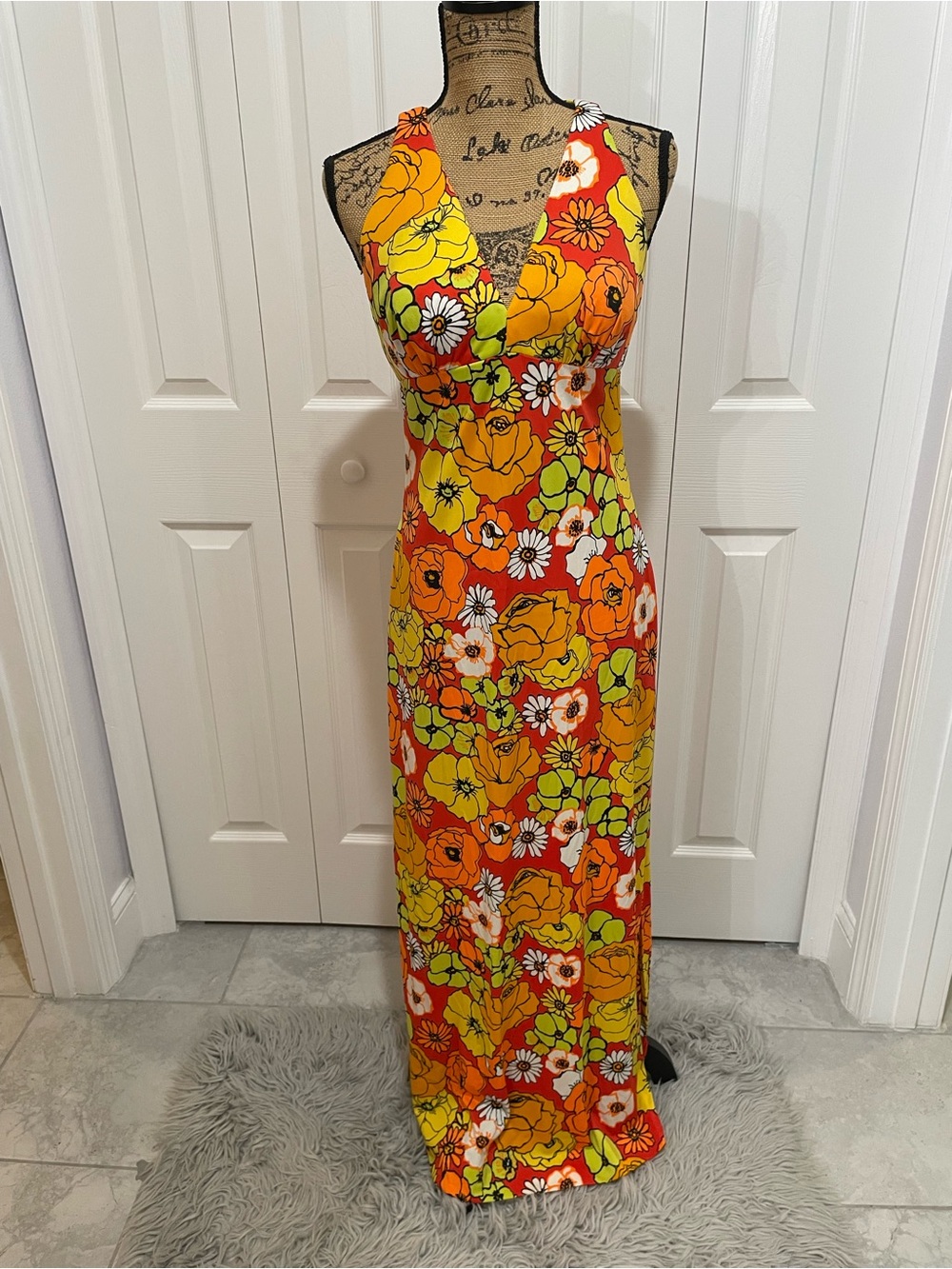 Jack Hartley Vintage Floral Halter Maxi Dress